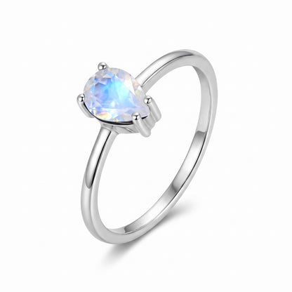 Sterling silver moonstone ring, side view