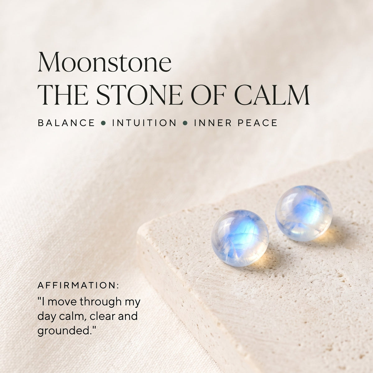 Moonstone, the stone of calm: balance, intuition, inner peace