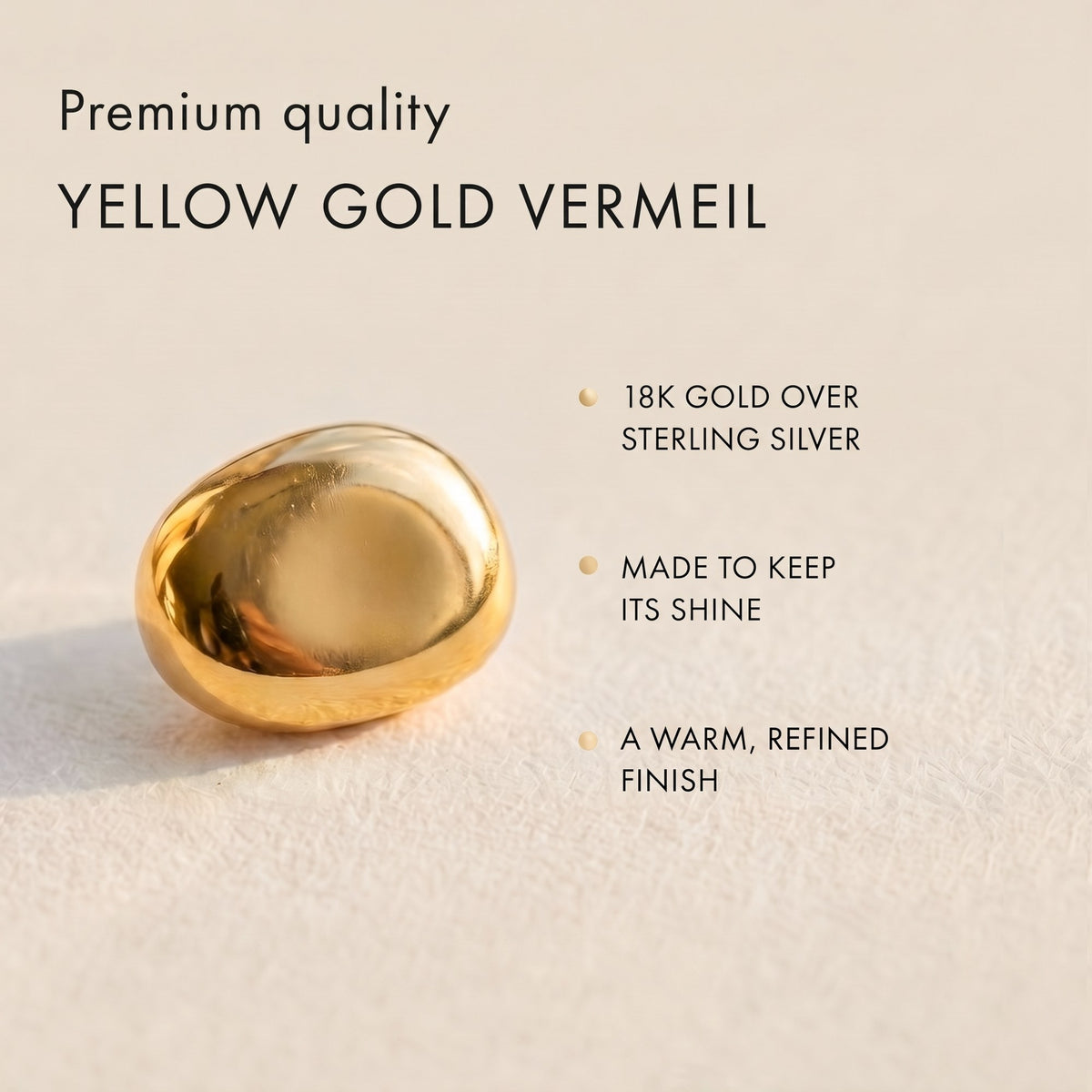 Premium quality yellow gold vermeil