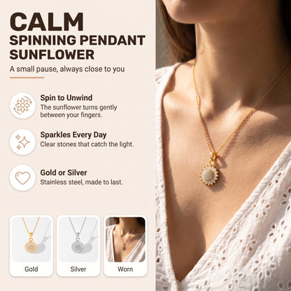 Calm Spinning Pendant: spin to unwind, sparkles every day, gold or silver