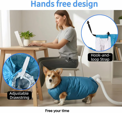 Hands-free design with adjustable drawstring and hook-and-loop strap