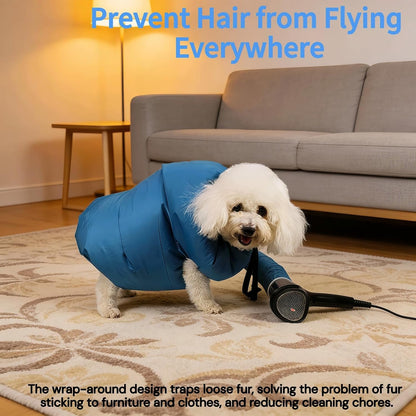 The wrap-around design keeps loose fur inside the bag