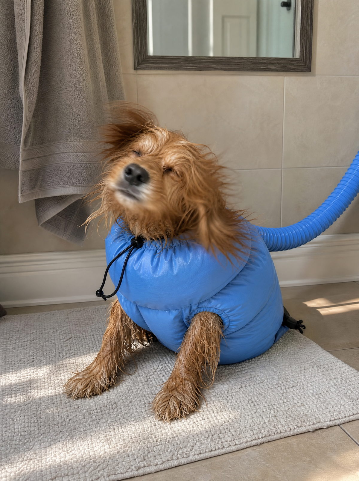 The shake stays in the drying bag