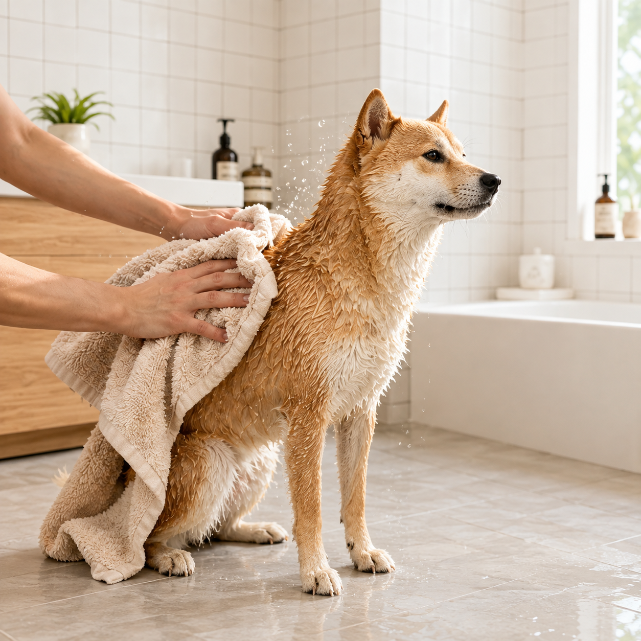 Step 1: towel off your dog