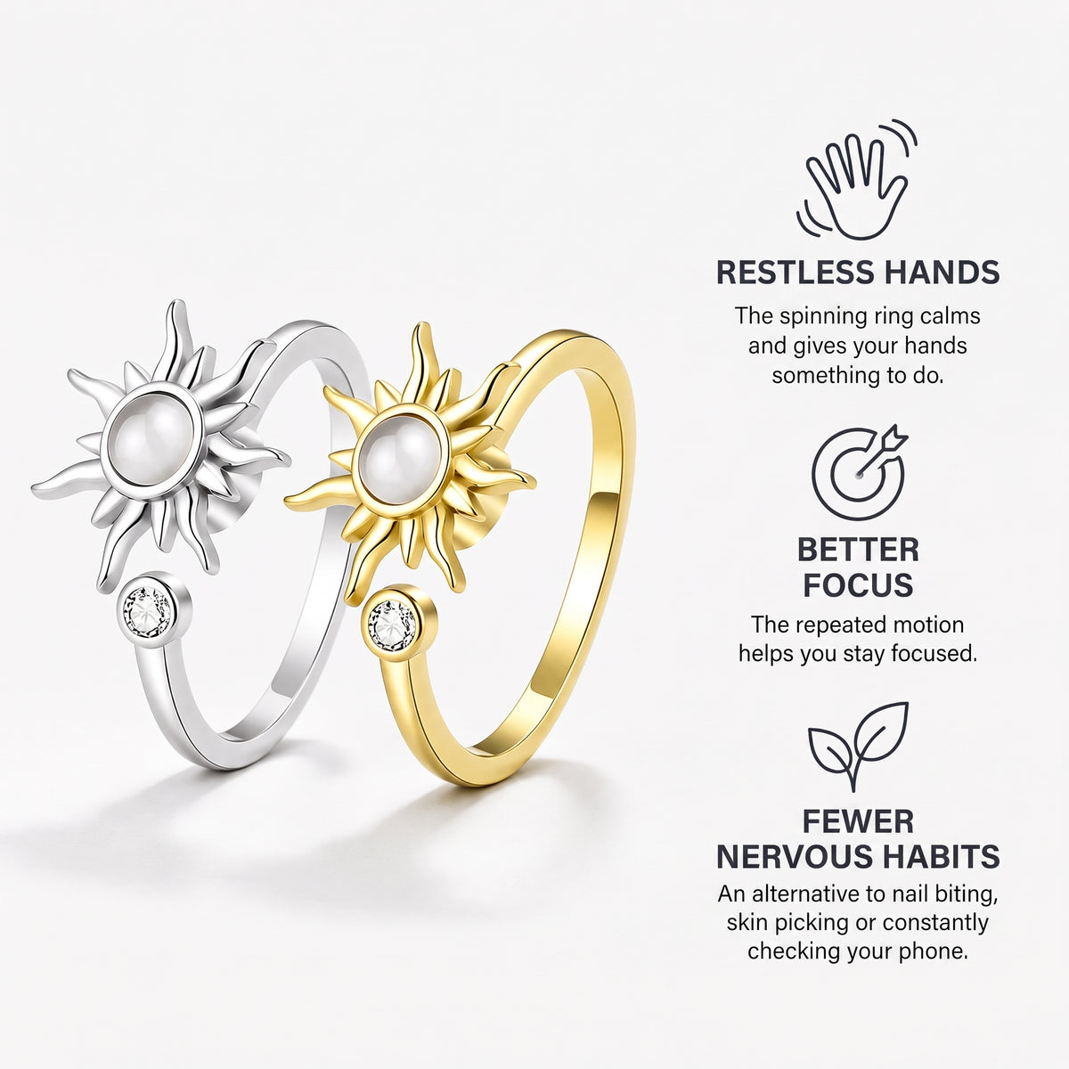 Sun spinner ring benefits: restless hands, better focus, fewer nervous habits