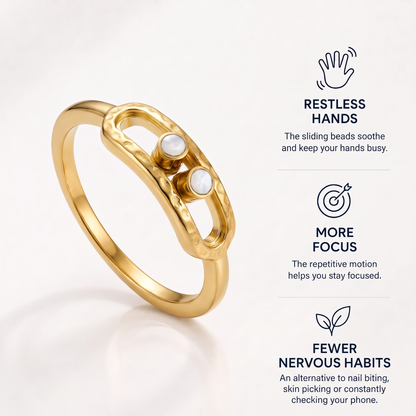 Gold 2-Bead Hammered Ring: restless hands, more focus, fewer nervous habits