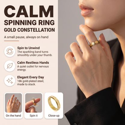 Gold Constellation Spinning Ring: spin to unwind, calm restless hands, elegant every day
