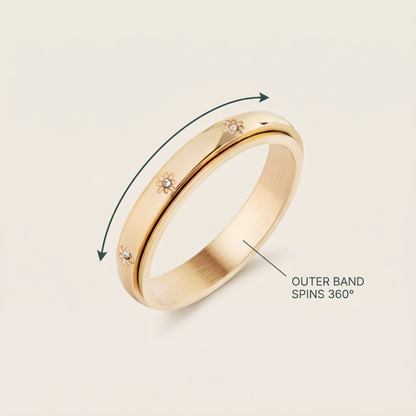Gold Star Spinning Ring: the outer band spins 360 degrees