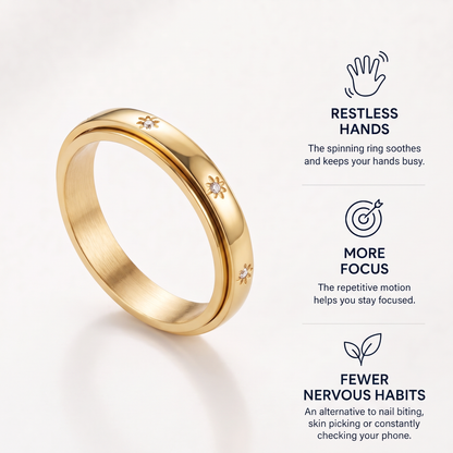Gold Star Spinning Ring: restless hands, more focus, fewer nervous habits