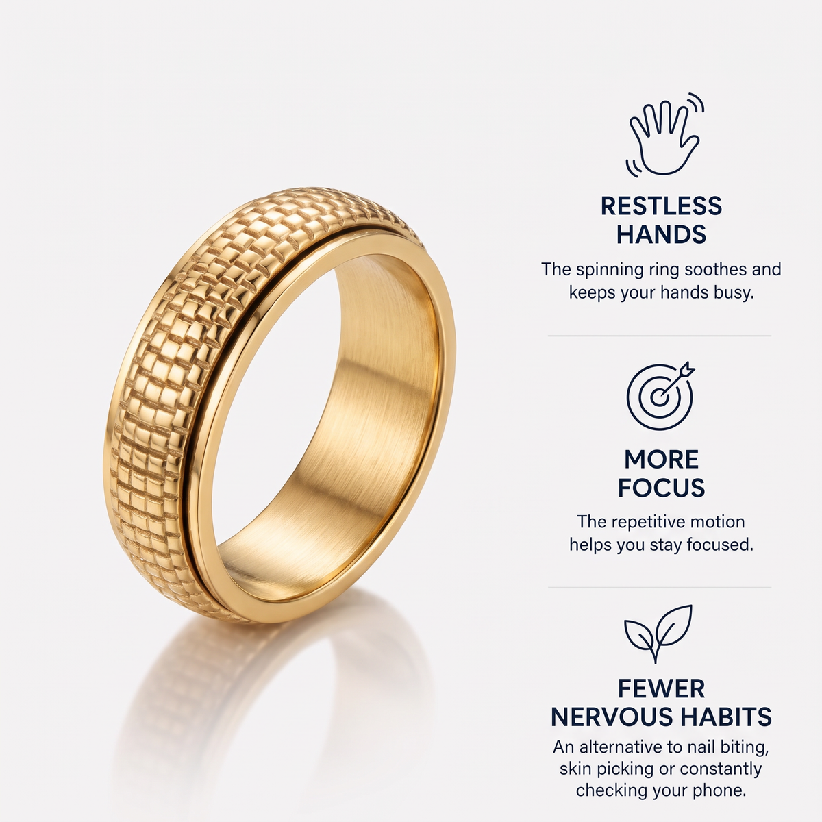 Gold Woven Spinning Ring: restless hands, more focus, fewer nervous habits