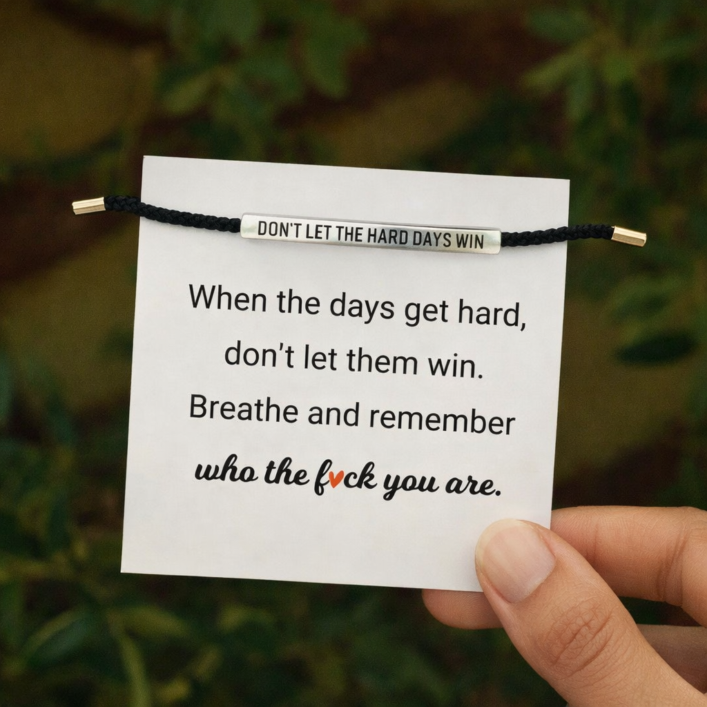 Black and silver Don't Let The Hard Days Win bracelet
