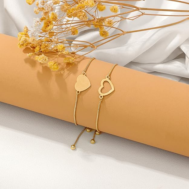 Gold matching heart bracelets