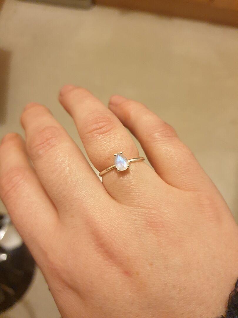 Customer showing her moonstone ring
