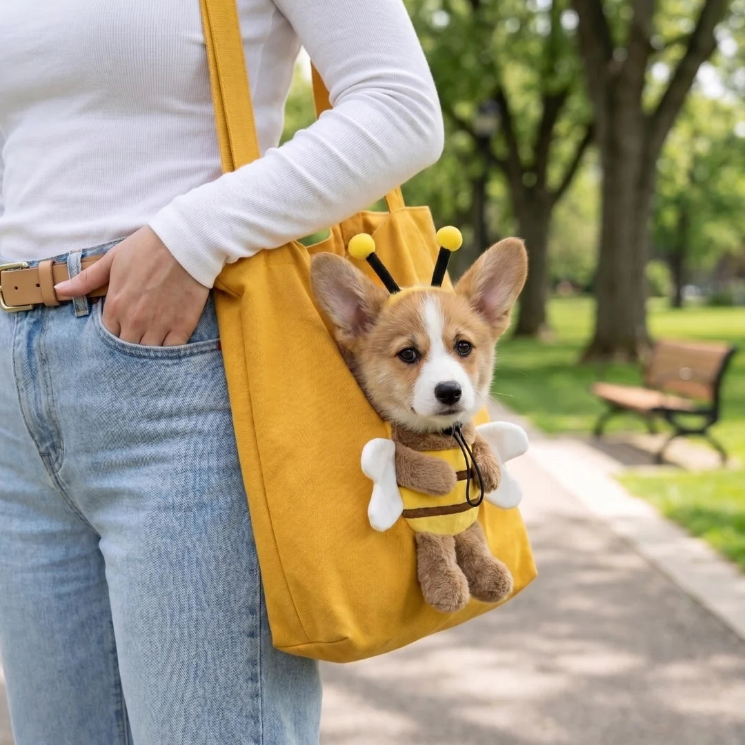 Corgi puppy in the Loovina bee tote