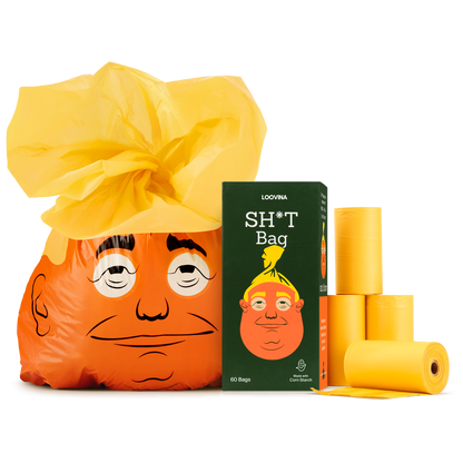 Loovina Stable Genius dog poop bags, box and 4 rolls