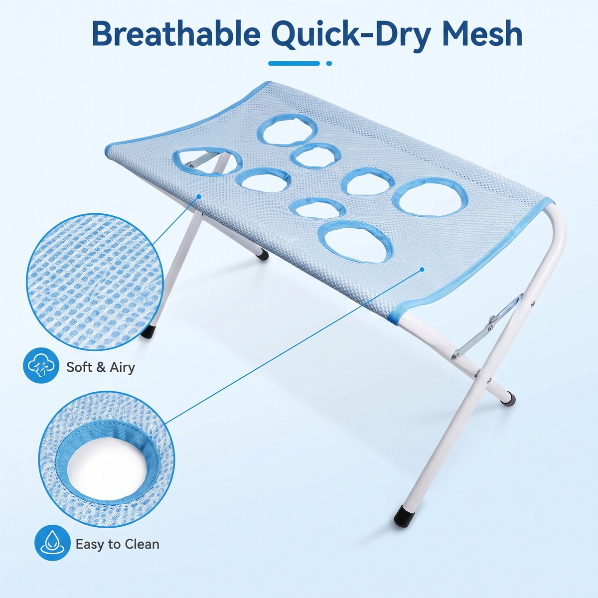 Breathable quick-dry mesh, soft and easy to clean