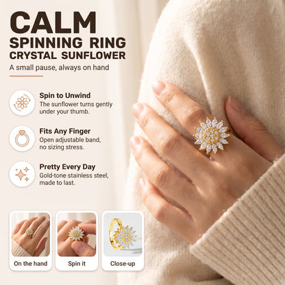Sunflower Spinner Ring: spin to unwind, fits any finger, pretty every day