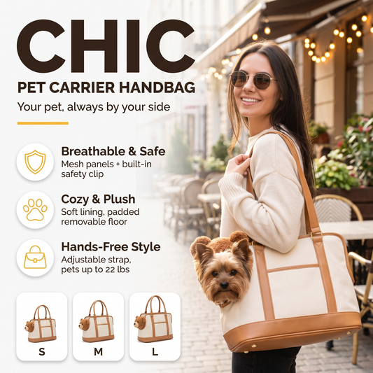 Loovina Handbag pet carrier: breathable and safe, cozy and plush, hands-free style
