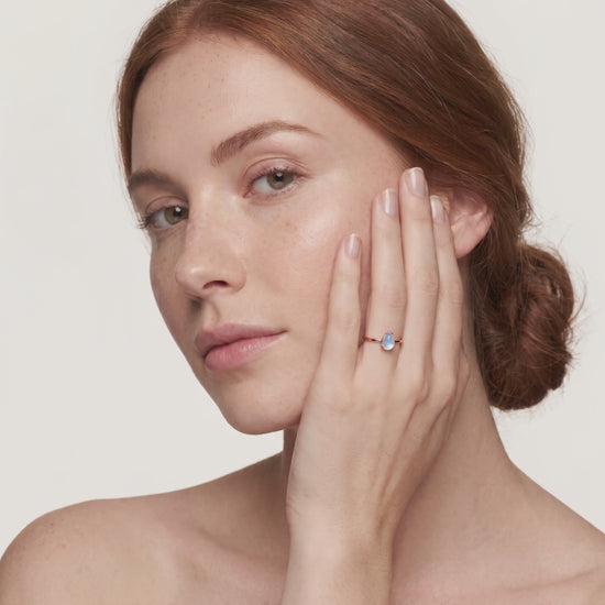 Woman wearing the moonstone ring