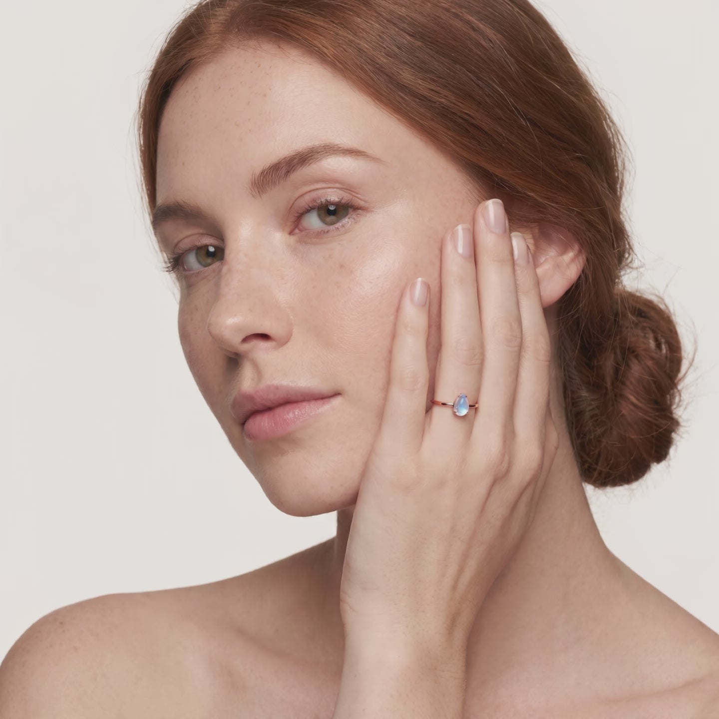 Woman wearing the moonstone ring